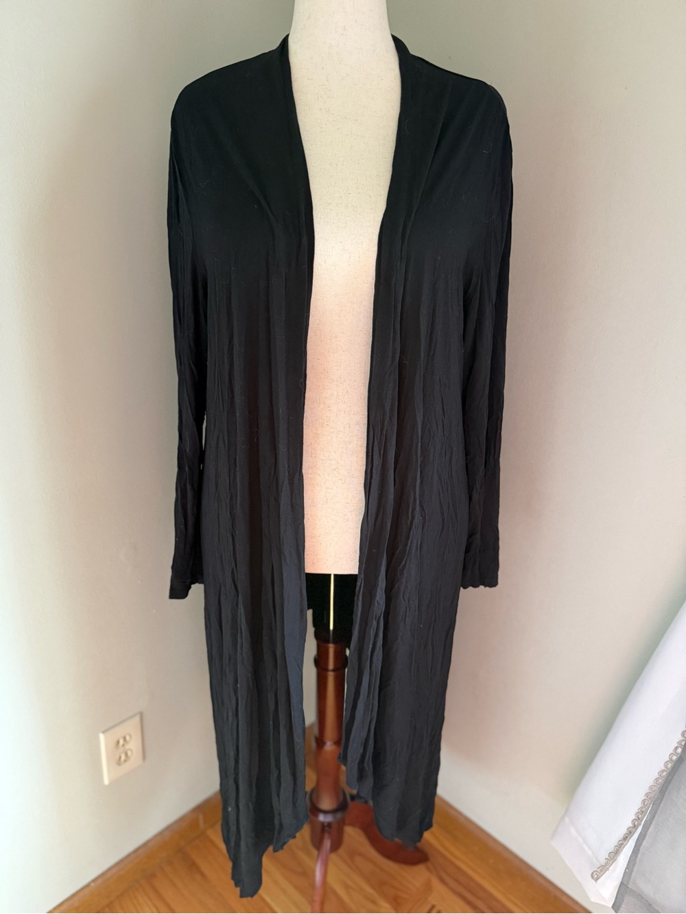 Everyday Black Longline Open-Front Cardigan